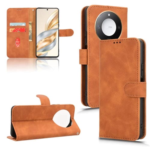Funda de Cuero con Tapa Magnética para Honor X60 5G (Marrón)