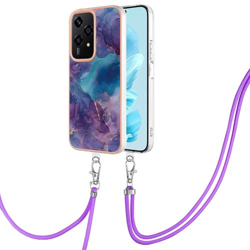 Funda para Teléfono Honor 200 Lite con Imd Doble Cara, Galvanoplastia Global y Cordón (Morado)