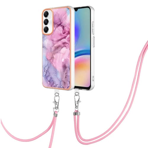 Estuche para Teléfono Samsung Galaxy A05S Imd Doble Cara Mármol Galvanizado con Cordón (Rosa)