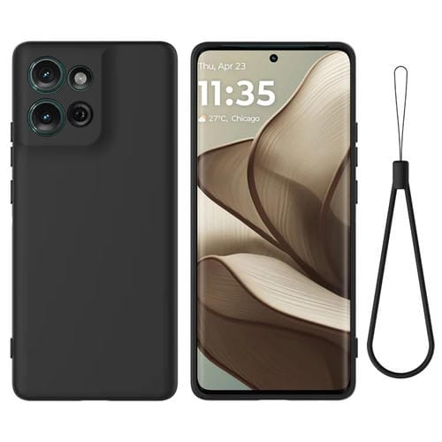 Funda de Silicona Líquida para Motorola Moto G75 a Prueba de Golpes (Negro)