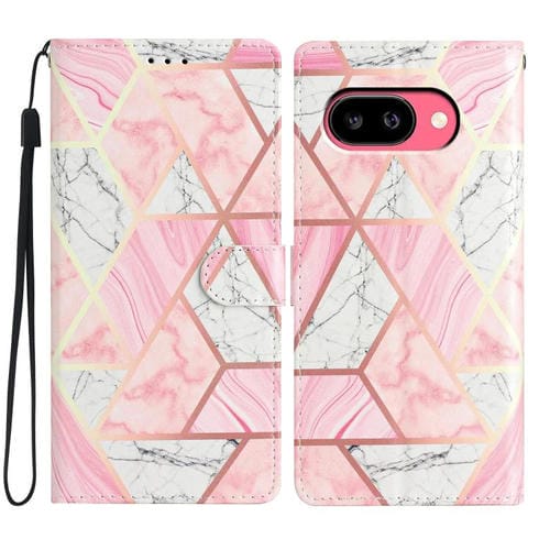 Funda de Cuero con Dibujo de Colores para Google Pixel 9A (Mármol Rosa)
