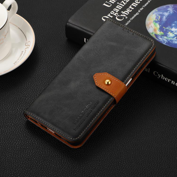 Funda de Cuero con Tapa para OnePlus 13R Global Khazneh con Textura Piel de Vaca (Negra)