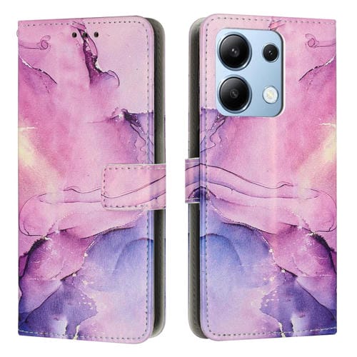 Funda de Cuero con Patrón de Mármol Pintado para Redmi Note 13 4G (Morado)