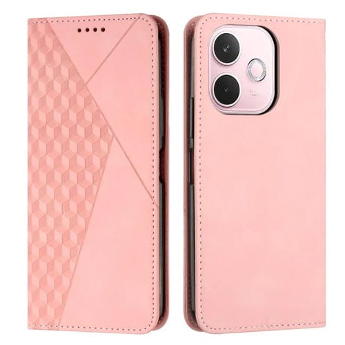 Funda de Cuero Magnética con Textura de Diamante para Oppo A5 Pro 5G (Oro Rosa)