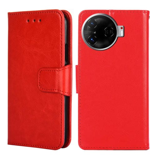 Funda de Cuero con Textura de Cristal para Tecno Camon 30 Pro 5G (Rojo)