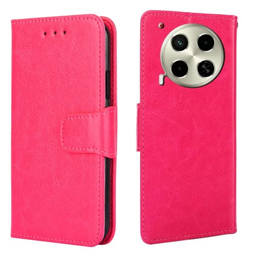 Funda de Cuero con Textura de Cristal para Teléfono Tecno Camon 30 (Rosa Rojo)