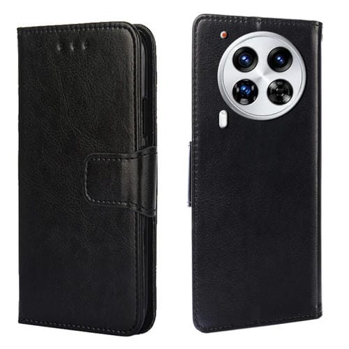 Funda de Cuero con Textura de Cristal para Tecno Camon 30 Premier 5G (Negro)