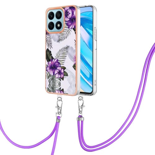 Funda TPU para Honor X8A con Galvanoplastia Imd y Cordón (Flor Morada)