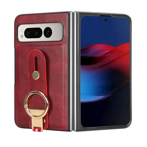 Funda Trasera de Cuero para Google Pixel Fold Muñequera (Rojo)