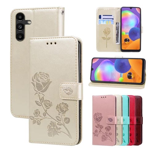 Funda para Teléfono Samsung Galaxy M54 5G Cuero Pu con Tapa En Relieve (Dorado)