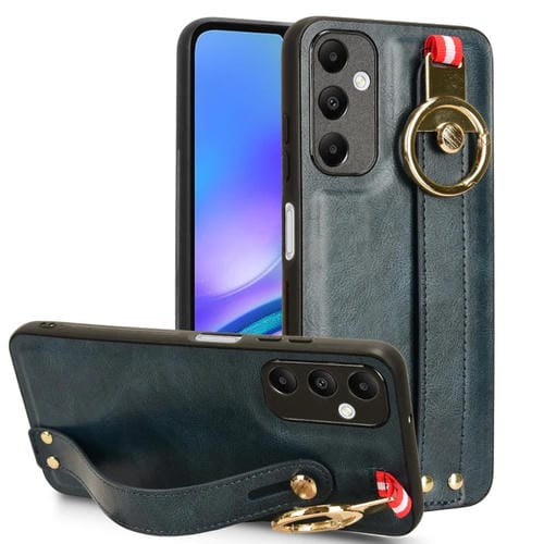 Funda Trasera para Samsung Galaxy A05S 4G Cuero con Pulsera (Azul)
