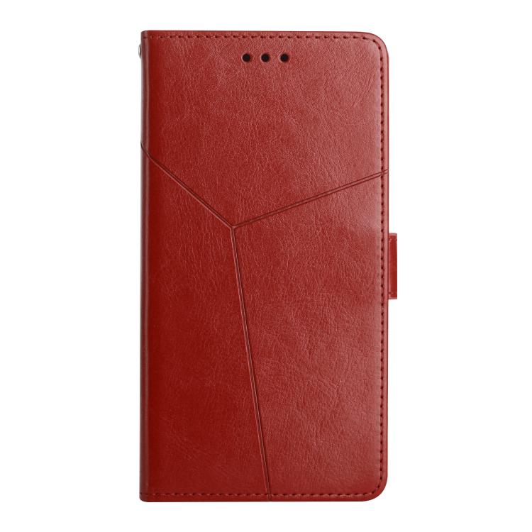 Funda de Cuero con Tapa y Patrón en Forma de y para OnePlus 13 (Marrón)