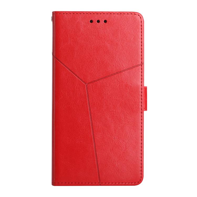 Funda de Cuero con Tapa y Patrón en Forma de Y para OnePlus 13R (Rojo)
