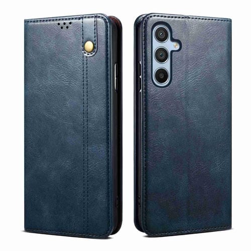 Funda para Teléfono Samsung Galaxy A35 5G Cuero Textura Caballo Loco Cera de Aceite (Azul)