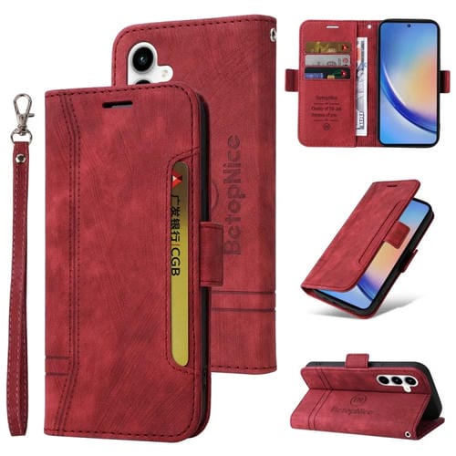 Funda para Samsung Galaxy A35 5G Betopnice Cuero con Hebilla de Doble Cara (Rojo)