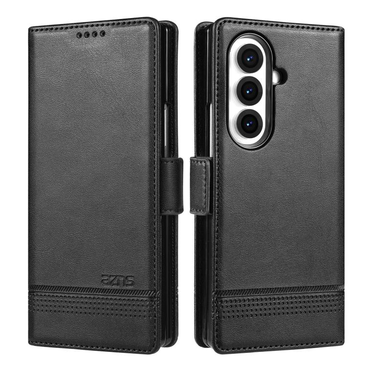 Funda de piel con tapa magnética AZNS para Samsung Galaxy Z Fold7 5G (negra)