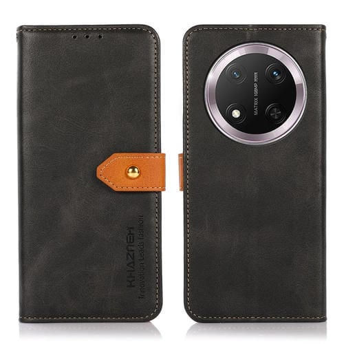 Funda de Cuero con Tapa y Textura de Piel de Vaca para Honor X9C 5G Global Khazneh (Negro)