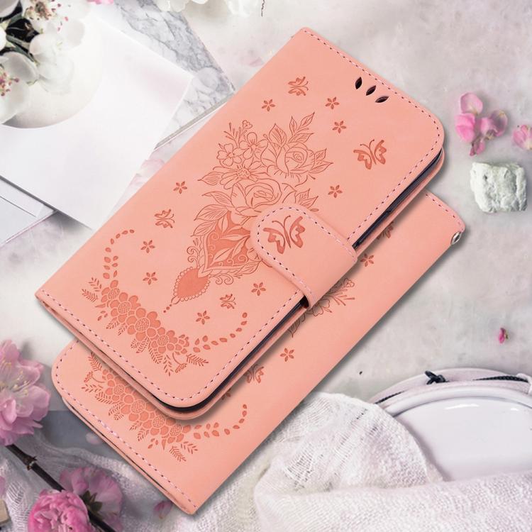 Funda de cuero con relieve de mariposa rosa para Tecno Camon 40 Pro 4G (rosa)