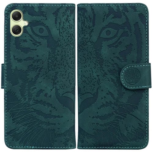 Funda de Cuero para Samsung Galaxy A05 Tiger Embossed Pattern con Tapa (Verde)