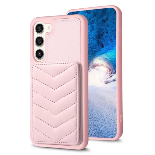 Para Samsung Galaxy S23+ 5G BF26 Wave Pattern Card Bag Holder Funda para teléfono (rosa)