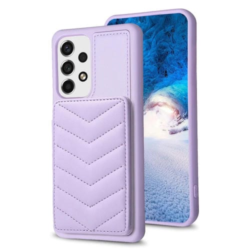 Para Samsung Galaxy A13 5G / 4G BF26 Wave Pattern Card Bag Holder Phone Case (Púrpura)