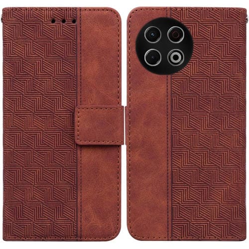 Funda de cuero con relieve geométrico para Tecno Spark 30 Pro (marrón)
