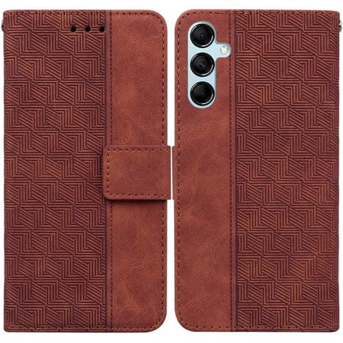 Funda para Samsung Galaxy A15 Cuero Relieve Geométrico (Marrón)