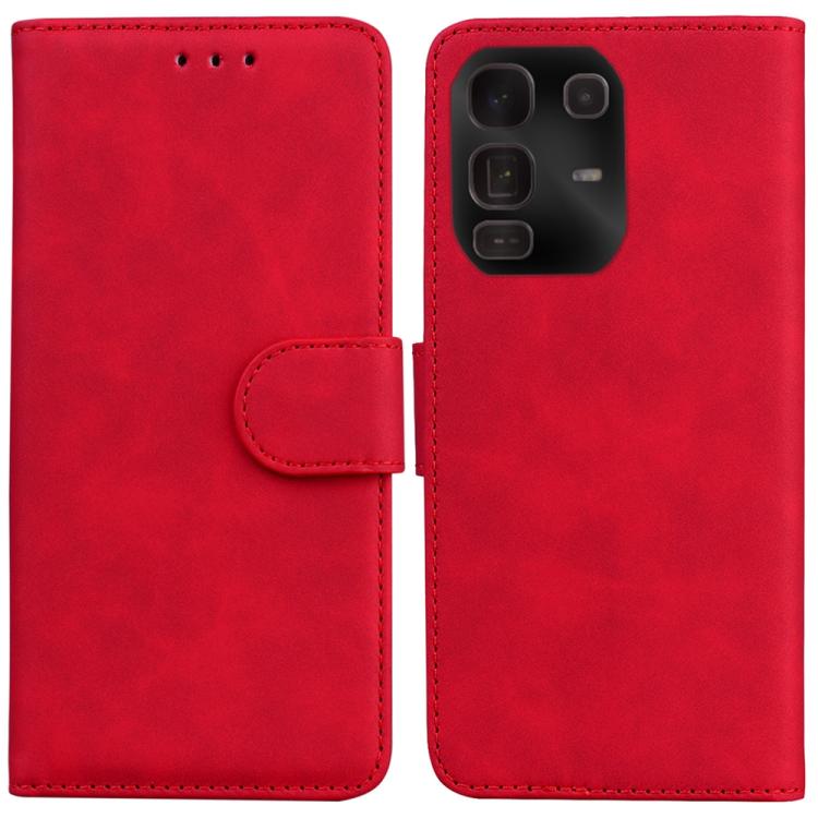 Funda de cuero con tapa de color puro y tacto suave para Infinix Note 50 Pro+ (rojo)