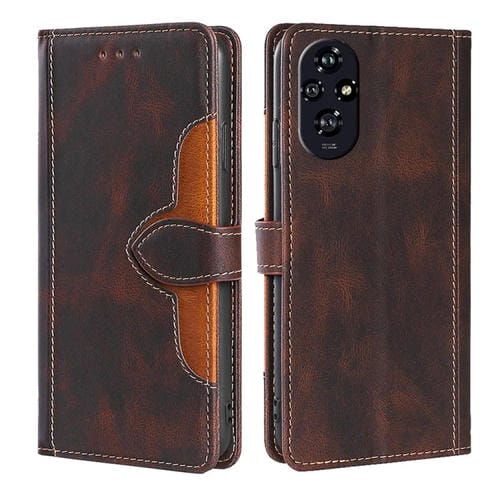 Funda de Cuero para Honor 200 5G con Hebilla Magnética y Tacto Piel (Marrón)