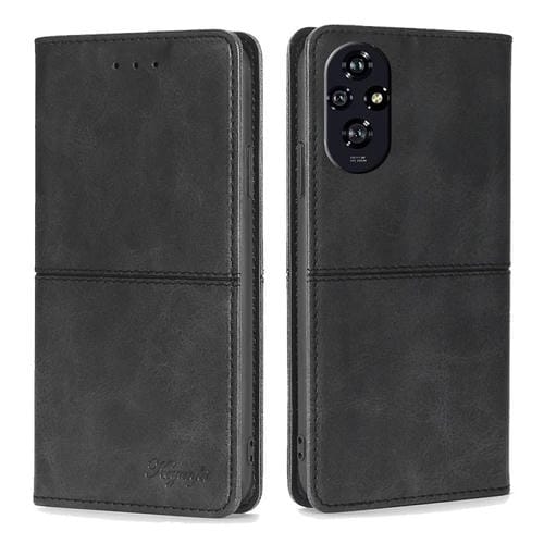Funda Cuero Magnética Textura de Vaca para Honor 200 5G (Negro)