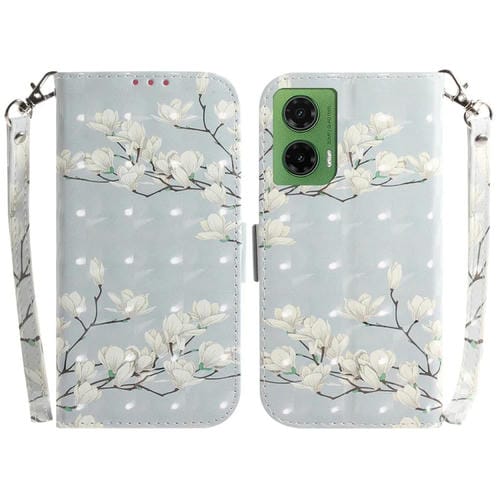 Funda de Cuero con Tapa 3D para Motorola Moto G35 (Magnolia)