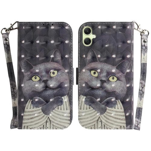 Funda de Teléfono Samsung Galaxy A05 Cuero Tapa Horizontal Color 3D (Hug Cat)