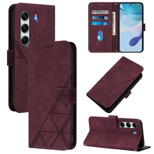 Funda de Cuero con Tapa y Relieve 3D para Tecno Camon 40 Pro 4G (Rojo Vino)