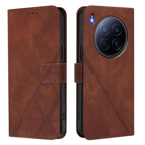 Funda de cuero con relieve 3D para Tecno Camon 40 Premier (marrón)