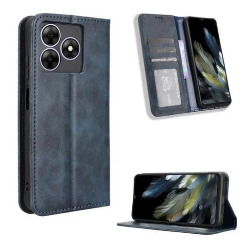 Funda de Cuero con Textura Retro y Hebilla Magnética para BlackView Wave 8 / 8C / Oscal Flat 2 (Azul)