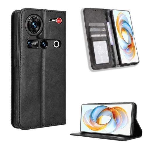 Funda de Cuero ZTE Nubia Z70 Textura Retro Hebilla Magnética (Negro)