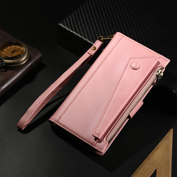 Estuche de Cuero Eseble para iPhone 16E con Tapa Rfid Esmerilado Retro (Oro Rosa)