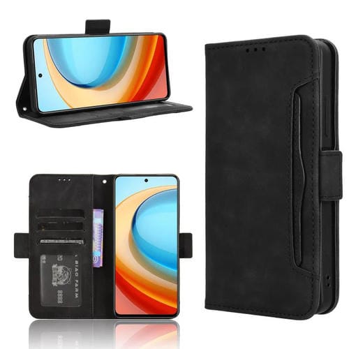 Funda de Piel Textura Becerro con Ranuras para Tarjetas para ZTE Blade A75 5G (Negra)