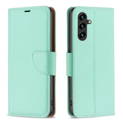 Funda de Cuero Flip para Samsung Galaxy A55 Litchi Texture Pure Color (Verde)