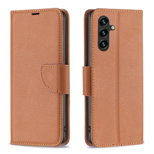 Funda de Cuero Samsung Galaxy A55 Litchi Texture Flip para Teléfono (Marrón)