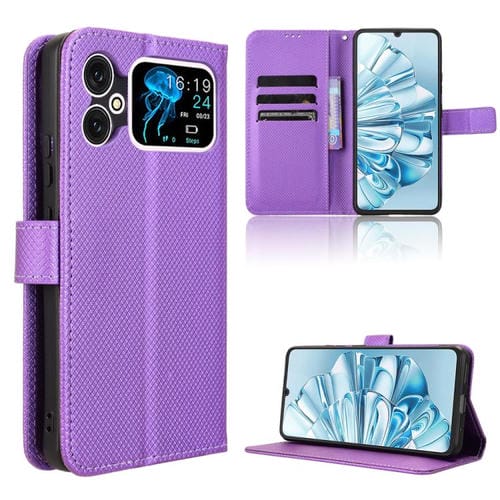 Funda de Cuero para Cubot A20 con Textura de Diamante (Morado)
