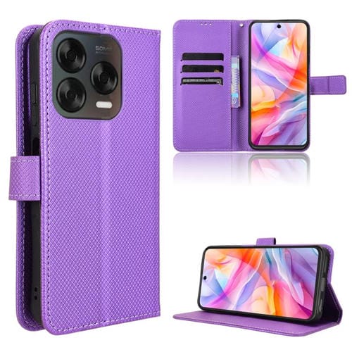 Funda de Cuero para ZTE Blade V70 Design 4G con Textura de Diamante (Morado)