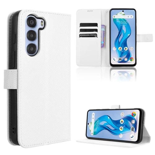 Funda de Cuero Textura Diamante para ZTE Nubia S 5G A403Zt (Blanca)