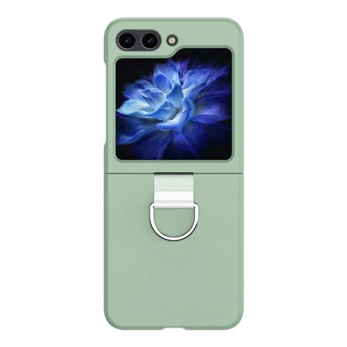 Funda de teléfono Samsung Galaxy Z Flip5 Skin Feel silicona con anillo (Verde Claro)