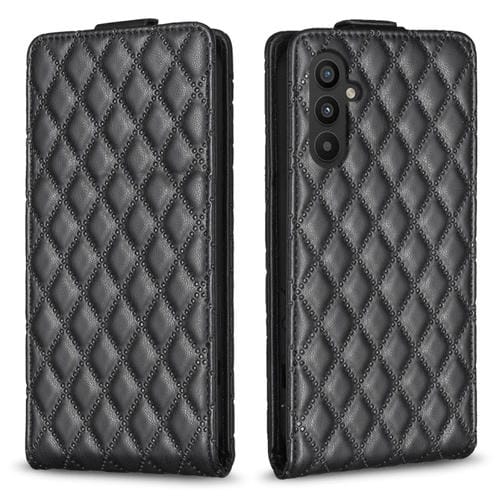 Funda de Cuero para Samsung Galaxy A35 Diamond Lattice con Tapa Vertical (Negro)
