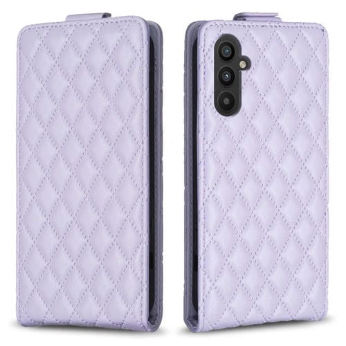 Funda de Cuero para Samsung Galaxy A35 Diamond Lattice con Tapa Vertical (Púrpura)