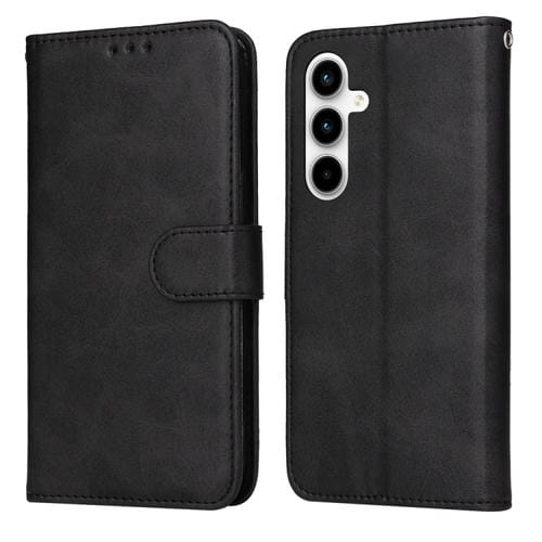 Funda para Teléfono Samsung Galaxy A35 Cuero con Tapa Textura de Becerro (Negro)