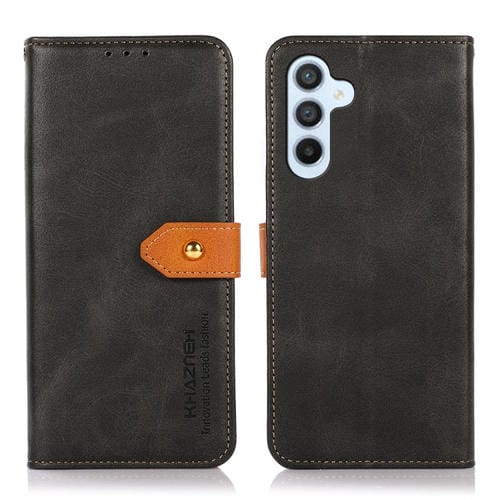 Funda para Teléfono Samsung Galaxy A55 5G Khazneh Cuero con Tapa Textura Piel de Vaca (Negro)