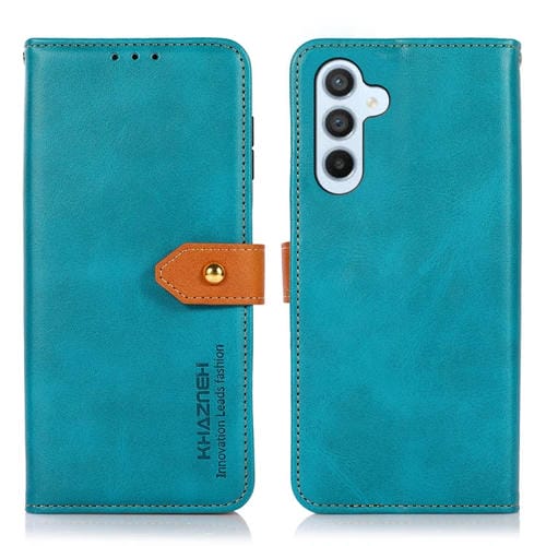 Funda para Teléfono Samsung Galaxy A55 5G Khazneh Cuero con Tapa Textura Piel de Vaca (Azul)
