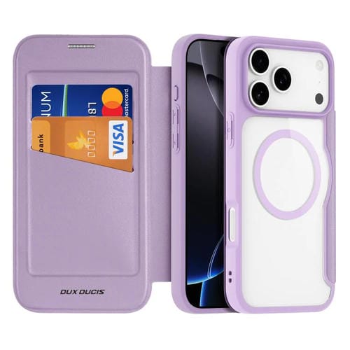 Funda de cuero DUX DUCIS Skin X Pro Series para iPhone 17 Pro Max, con Magsafe, PC y TPU (morado)